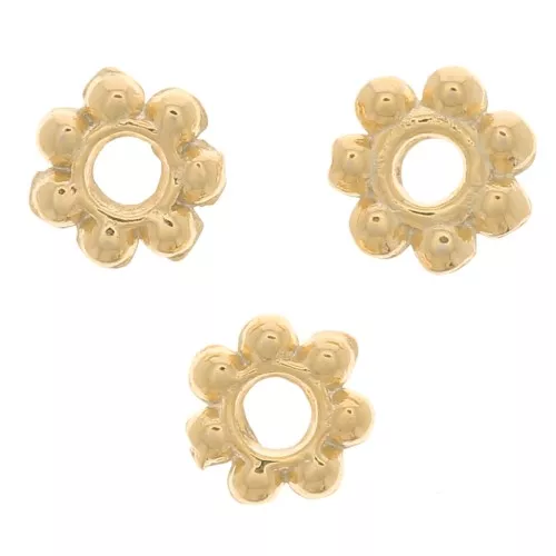 Cuentas arandalas flor 4 mm Dorado con oro fino x100