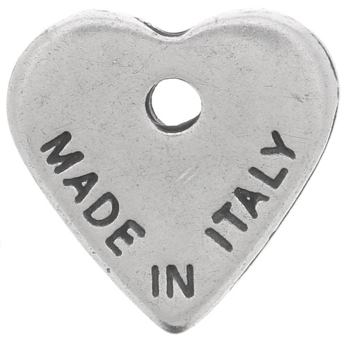 Dije corazón 13 mm - Made in Italy - Plateado envejecido x1