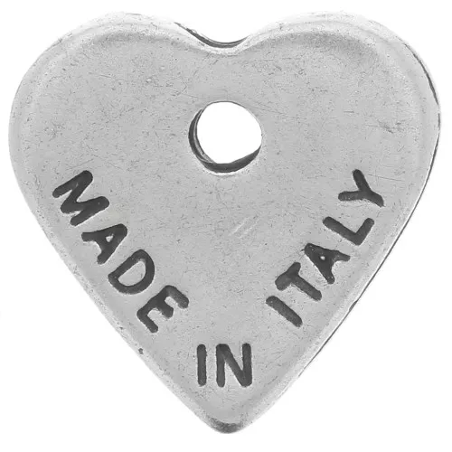 Dije corazón 13 mm - Made in Italy - Plateado envejecido x1