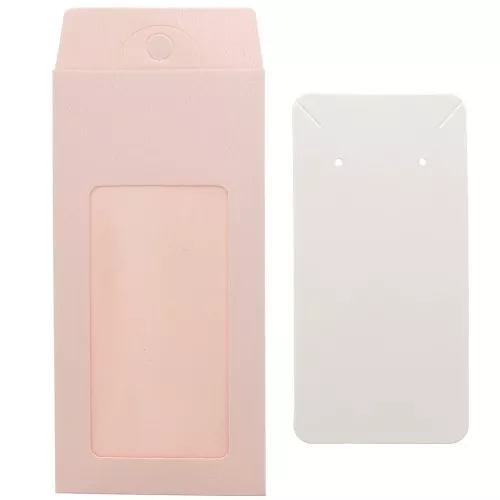 Caja de joyería con etiqueta 13x6,5 cm - Rosa palo - Blanco