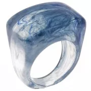 Anillo grande de resina - Talla 54 - Transparente - Azul oscuro jaspeado x1