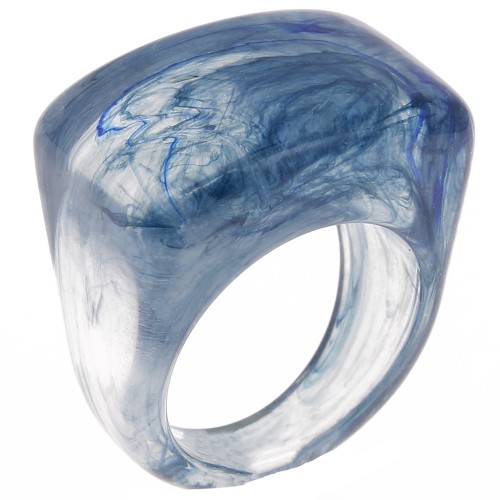 Anillo grande de resina - Talla 54 - Transparente - Azul oscuro jaspeado x1