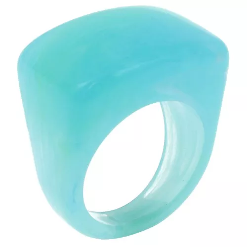 Anillo grande de resina - Talla 54 - Turquesa jaspeada x1