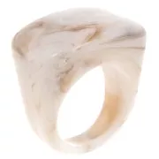 Anillo grande de resina - Talla 54 - Beige - Marrón jaspeado x1