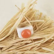 Anillo grande de resina - Talla 54 - Beige - Marrón jaspeado x1