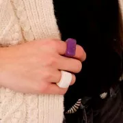 Anillo grande de resina - Talla 54 - Beige - Marrón jaspeado x1