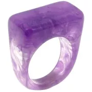Anillo grande de resina - Talla 54 - Transparente - Violeta jaspeado x1