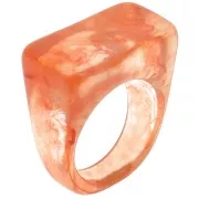 Anillo grande de resina - Talla 54 - Transparente - Salmón jaspeado x1