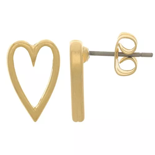 Ganchos pendientes corazón 13x8 mm - Dorado con oro fino x2