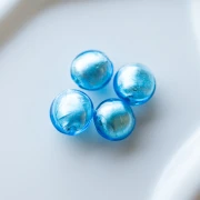 Bombeada Murano hoja de plata 16 mm Aquamarina x1