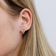 Ganchos pendientes corazón 13x8 mm - Chapado en plata fina x2