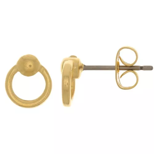 Ganchos pendientes mini círculo 7 mm - Dorado con oro fino x2