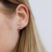 Pendientes de aro mini círculo 7 mm - Plateado envejecida x2