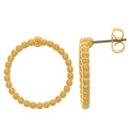 Ganchos pendientes ovaladas con bola pequeña 19 mm - Dorado con oro fino 24 K