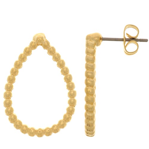Pendientes gota con pequeñas bolas 23x16 mm - Dorado con oro fino x2