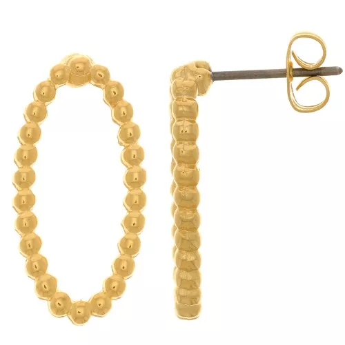 Ganchos pendientes ovaladas con pequeñas bolas 22x11 mm - Dorado con oro fino x2