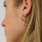 Ganchos pendientes design eétnico 30x12 mm - Dorado con oro fino x2