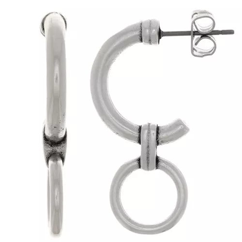 Ganchos pendientes design étnico 30x12 mm - Plateado envejecido x2