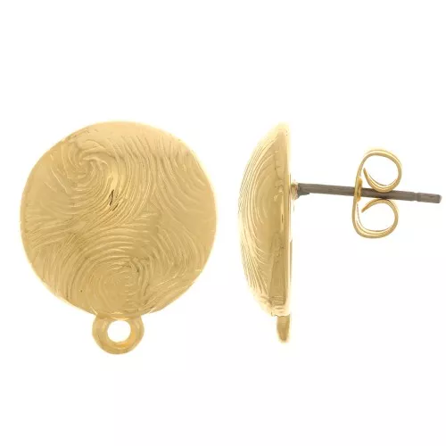 Ganchos Pendientes redondo a rayas 14 mm - Dorado con oro fino x2