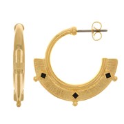 Pendientes étnicos texturizados resina epoxi 29 mm - Dorado oro fino - Negro x2|raw }}