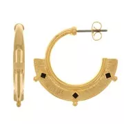 Pendientes étnicos texturizados resina epoxi 29 mm - Dorado oro fino - Negro x2