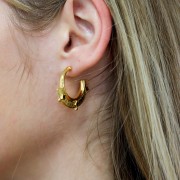 Pendientes étnicos texturizados resina epoxi 29 mm - Dorado oro fino - Negro x2