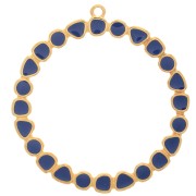 Colgante Anilla Redonda con Resina Epoxi 48 mm - Dorado oro fino - Azul Marino x1