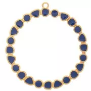 Colgante Anilla Redonda con Resina Epoxi 48 mm - Dorado oro fino - Azul Marino x1