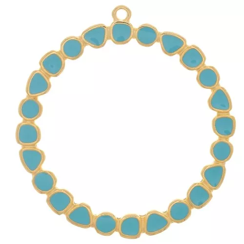 olgante Anilla Redonda con Resina Epoxi 48 mm - Dorado oro fino - Turquesa x1