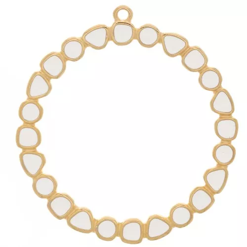 Colgante Anilla Redonda con Resina Epoxi 48 mm - Dorado oro fino - Marfil x1