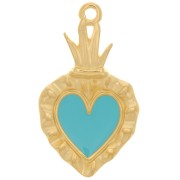 Colgante corazón Ex-voto 27x15 mm - Dorado con oro fino - Turquesa|raw }}
