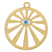 Colgante ojo redondo calado ojo 22 mm con resina epoxi - Dorado oro fino - Azul