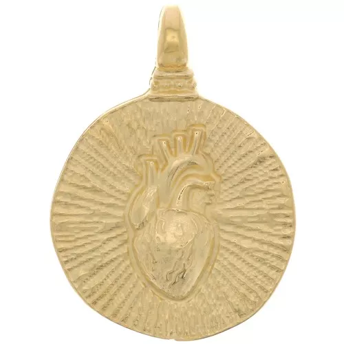 Colgante redondo de textura irregular - Motivo corazón 20,5 mm - Dorado oro finox1