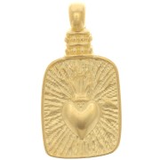 Colgante Rectángulo Texturizado - Ex-voto Corazón 25x12 mm - Dorado oro fino x1|raw }}