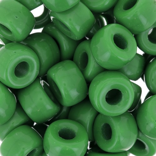 Cuentas con agujero grande - Pony Beads - 9 mm - Preciosa - Verde Oliva opaco x15