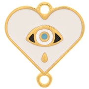 Entrepieza corazón estampado ojo resina epoxi 18x17 mm Dorado oro fino - Blanco|raw }}