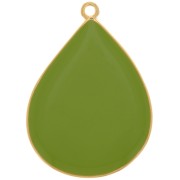 Colgante gota con resina epoxi 32x23 mm - Dorado con oro fino - Verde claro x1|raw }}