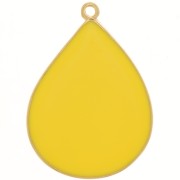 Colgante gota con resina epoxi 32x23 mm - Dorado con oro fino - Amarillo x1