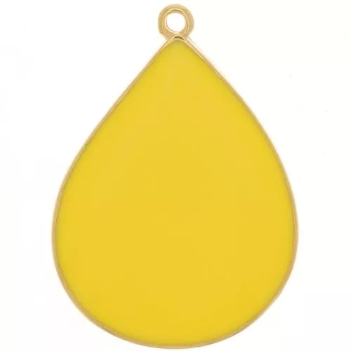 Colgante gota con resina epoxi 32x23 mm - Dorado con oro fino - Amarillo x1