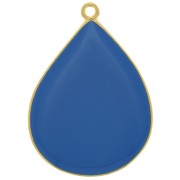 Colgante gota con resina epoxi 32x23 mm - Dorado con oro fino - Azul royal x1