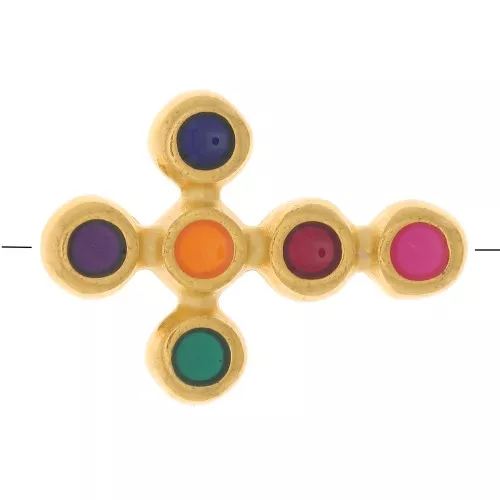 Entrepieza cruz con resina epoxi X6x11 mm - Dorado con oro fino - Multicolor x1