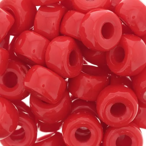 Perles gros trous - Pony Beads - 9 mm - Preciosa - Red Corail x15