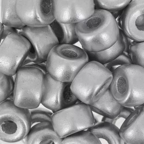 Cuentas con agujero grande - Pony Beads - 9 mm - Preciosa - Plata Mat x15