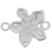 Entrepieza flor 2 anillas 18x15 mm - Chapado en plata fina x1
