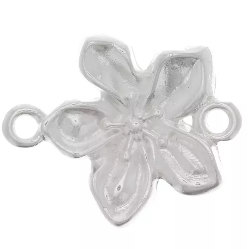 Entrepieza flor 2 anillas 18x15 mm - Chapado en plata fina x1