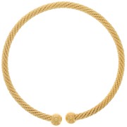 Pulsera jonc ajustable - Efecto cuerda retorcida - Dorado con oro fino x1|raw }}