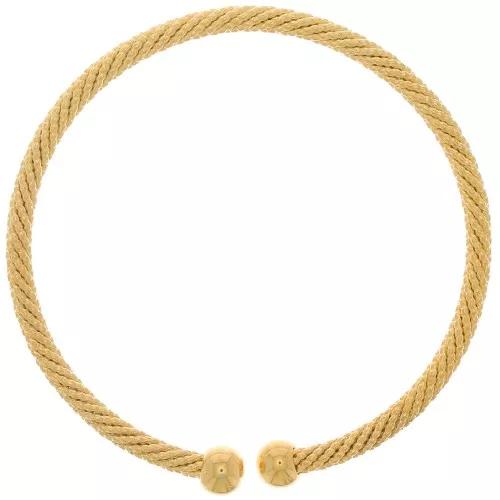 Pulsera jonc ajustable - Efecto cuerda retorcida - Dorado con oro fino x1