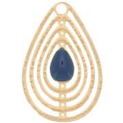 Dije gota calado con resina epoxi 18x12 mm - Dorado - Petróleo x1