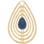 Dije gota calado con resina epoxi 18x12 mm - Dorado - Petróleo x1
