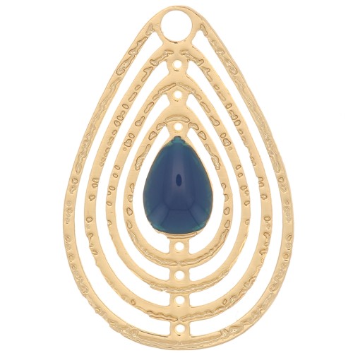 Dije gota calado con resina epoxi 18x12 mm - Dorado - Petróleo x1